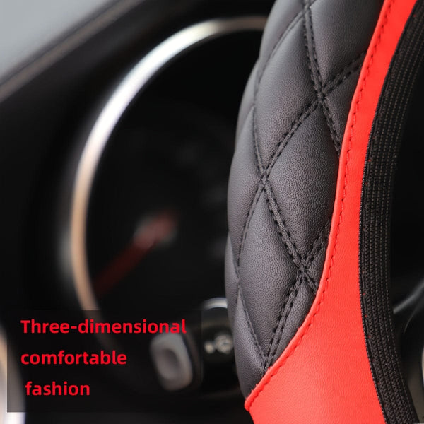 Planet Gates 1pc Wear-resistant Comfortable PU Leather Three-dimensional Embroidery No Inner Ring Steering Wheel Cover For 36.83-38.1cm Steering Wheel For Women