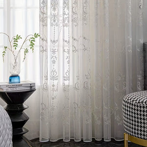 Planet Gates 1PC White Embroidered Sheer Curtain Window Curtain For Classroom Bedroom Living Room Home Decor, Room Decor