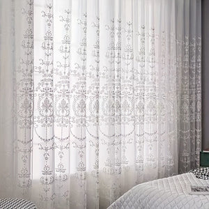 Planet Gates 1PC White Embroidered Sheer Curtain Window Curtain For Classroom Bedroom Living Room Home Decor, Room Decor