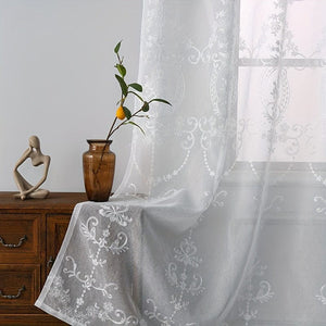 Planet Gates 1PC White Embroidered Sheer Curtain Window Curtain For Classroom Bedroom Living Room Home Decor, Room Decor