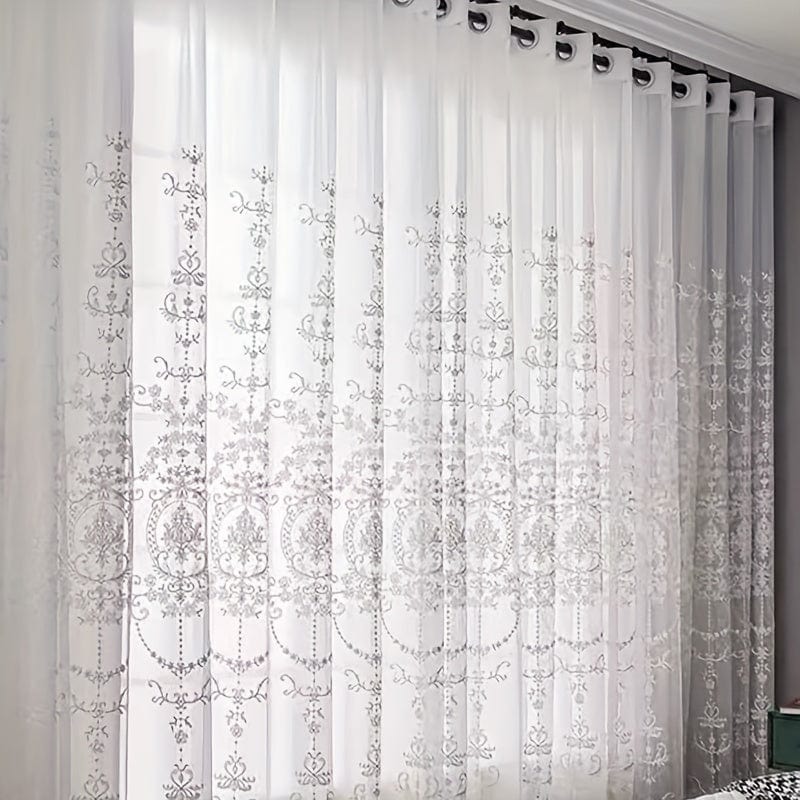Planet Gates 1PC White Embroidered Sheer Curtain Window Curtain For Classroom Bedroom Living Room Home Decor, Room Decor