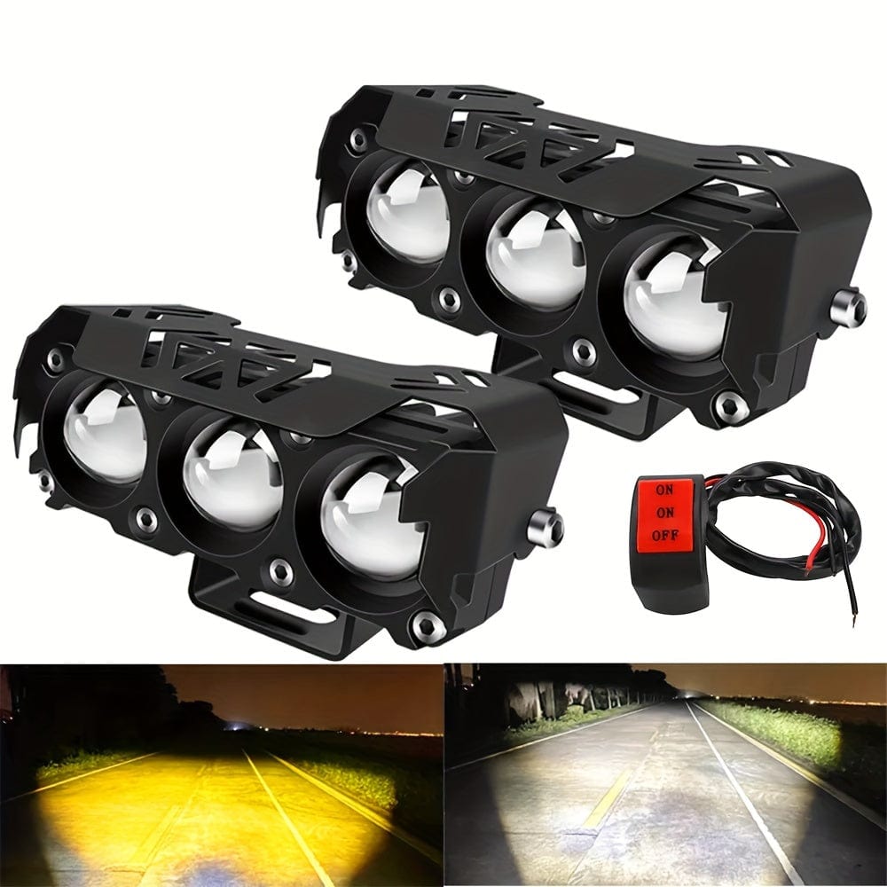 Planet Gates 1pc white yellow Car Work LIghts Motorcycle LED Dual Color Mini Lens Headlight Driving Light Fog Lamps Motorcycle Headlights SUV UTV Spotlight