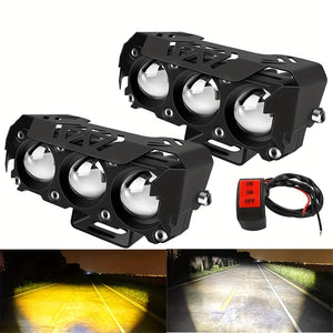 Planet Gates 1pc white yellow Car Work LIghts Motorcycle LED Dual Color Mini Lens Headlight Driving Light Fog Lamps Motorcycle Headlights SUV UTV Spotlight