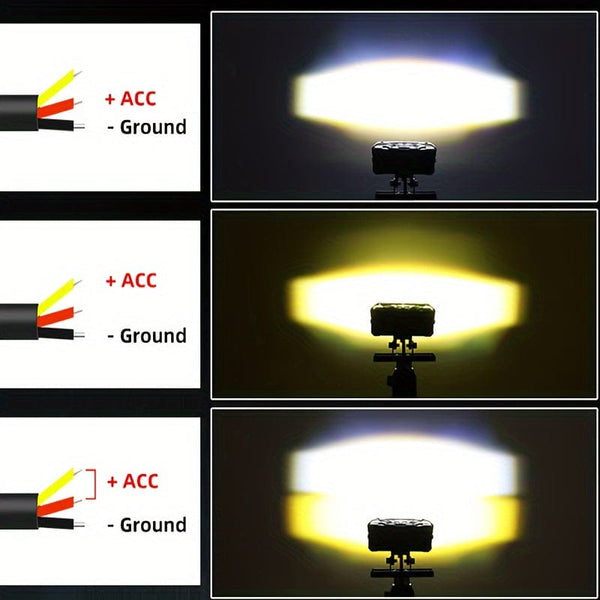 Planet Gates 1pc white yellow Car Work LIghts Motorcycle LED Dual Color Mini Lens Headlight Driving Light Fog Lamps Motorcycle Headlights SUV UTV Spotlight