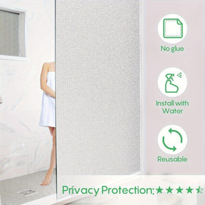 Planet Gates 1pc Window Privacy Film, Frosted Glass Window Film, Static Cling Film, UV Blocking Removable Window Cling, Non-Adhesive Glue-Free Vinyl Material Translucent Opaque Window Cling, Home Office Decor Vinyl Film