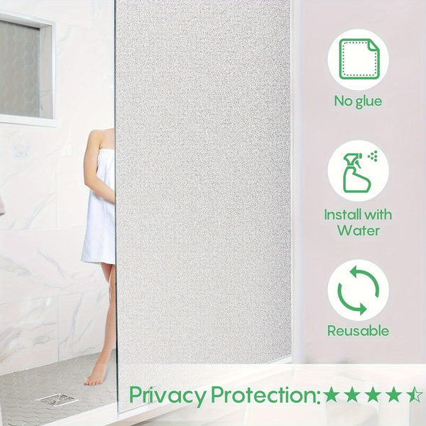 Planet Gates 1pc Window Privacy Film, Frosted Glass Window Film, Static Cling Film, UV Blocking Removable Window Cling, Non-Adhesive Glue-Free Vinyl Material Translucent Opaque Window Cling, Home Office Decor Vinyl Film