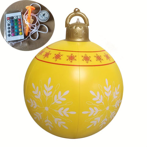 Planet Gates 1pc yellow 1pc Christmas Snowflake Inflatable Ball, 60.96cm PVC Inflatable Christmas Decorative Ball For Outdoor Garden Lawn Patio Yard Art Decor