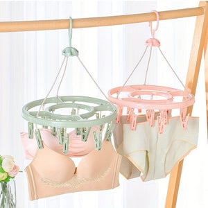 Planet Gates 1pc12 Clip Round Drying Rack Plastic 360 Degree Windproof Hanging Socks Hanger Multifunctional Infant Toddler Clothes Storage Hanger Hook Underwear Rack Kids Clip Drying Rack For Wardrobe Finishing