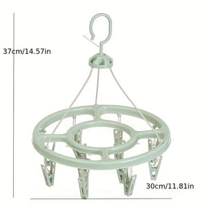 Planet Gates 1pc12 Clip Round Drying Rack Plastic 360 Degree Windproof Hanging Socks Hanger Multifunctional Infant Toddler Clothes Storage Hanger Hook Underwear Rack Kids Clip Drying Rack For Wardrobe Finishing