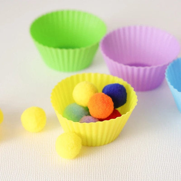 Planet Gates 1pcs 1 78pcs Rainbow Counting Pompoms Set Color Matching Montessori Sensory Toys Fine Motor Skill Learning Toddler Children Kids Games