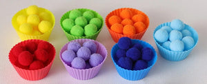 Planet Gates 1pcs 1 78pcs Rainbow Counting Pompoms Set Color Matching Montessori Sensory Toys Fine Motor Skill Learning Toddler Children Kids Games