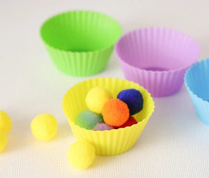 Planet Gates 1pcs 1 78pcs Rainbow Counting Pompoms Set Color Matching Montessori Sensory Toys Fine Motor Skill Learning Toddler Children Kids Games