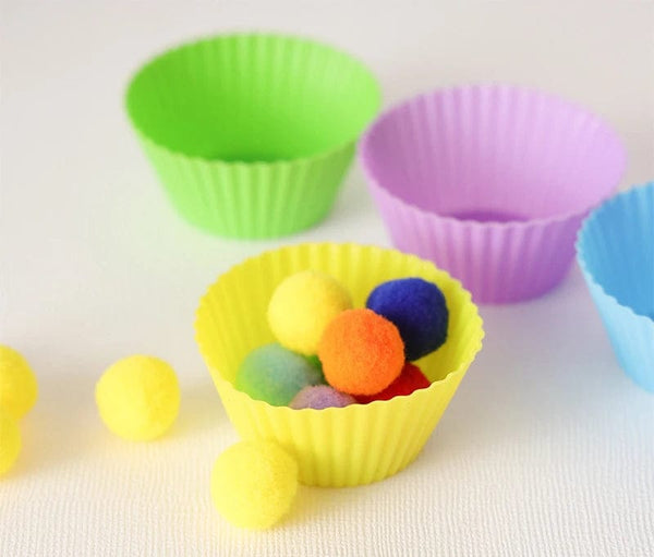 Planet Gates 1pcs 1 78pcs Rainbow Counting Pompoms Set Color Matching Montessori Sensory Toys Fine Motor Skill Learning Toddler Children Kids Games