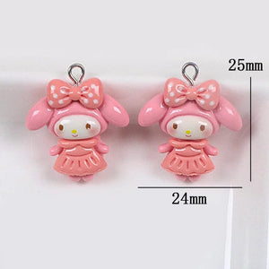 Planet Gates 1pcs 1 Sanrio Resin Anime Pendant Cute Kuromis Melodys Pochaccos Bright Face Zipper Buckle Pendants DIY Accessories Children's Toy Gift