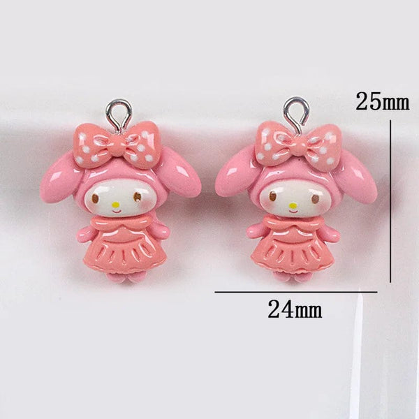 Planet Gates 1pcs 1 Sanrio Resin Anime Pendant Cute Kuromis Melodys Pochaccos Bright Face Zipper Buckle Pendants DIY Accessories Children's Toy Gift