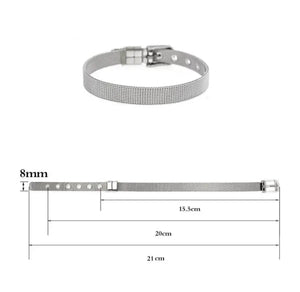 Planet Gates 1pcs 10mm wide 1PC 8mm 10mm 18mm Stainless Steel Mesh Bracelet Wristband Bangles Fit For Slide letter Charms Men Women Gift