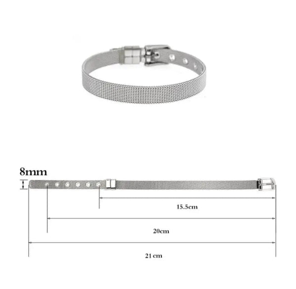 Planet Gates 1pcs 10mm wide 1PC 8mm 10mm 18mm Stainless Steel Mesh Bracelet Wristband Bangles Fit For Slide letter Charms Men Women Gift