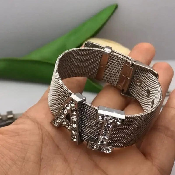 Planet Gates 1pcs 10mm wide 1PC 8mm 10mm 18mm Stainless Steel Mesh Bracelet Wristband Bangles Fit For Slide letter Charms Men Women Gift
