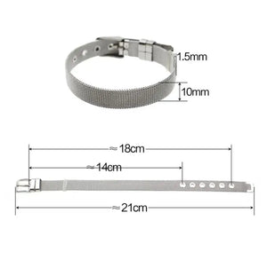 Planet Gates 1pcs 10mm wide 1PC 8mm 10mm 18mm Stainless Steel Mesh Bracelet Wristband Bangles Fit For Slide letter Charms Men Women Gift