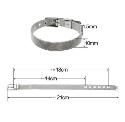 Planet Gates 1pcs 10mm wide 1PC 8mm 10mm 18mm Stainless Steel Mesh Bracelet Wristband Bangles Fit For Slide letter Charms Men Women Gift