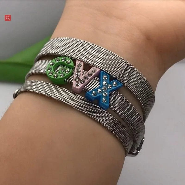 Planet Gates 1pcs 10mm wide 1PC 8mm 10mm 18mm Stainless Steel Mesh Bracelet Wristband Bangles Fit For Slide letter Charms Men Women Gift