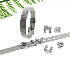 Planet Gates 1pcs 10mm wide 1PC 8mm 10mm 18mm Stainless Steel Mesh Bracelet Wristband Bangles Fit For Slide letter Charms Men Women Gift