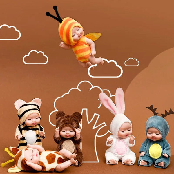 Planet Gates 1pcs 13cm Sleep Baby Doll New Fashion Simulation Rebirth Dolls Mini Cute Doll Cartoon Animal Kids Toy for Children Birthday Gift
