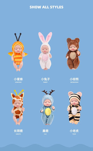 Planet Gates 1pcs 13cm Sleep Baby Doll New Fashion Simulation Rebirth Dolls Mini Cute Doll Cartoon Animal Kids Toy for Children Birthday Gift
