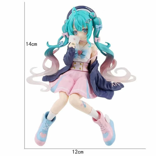 Planet Gates 1pcs 14cm New Anime Hatsune Miku  Virtual Singer Manga Sitting posture Model Toys computer desk cake  decoration cute toys free ship