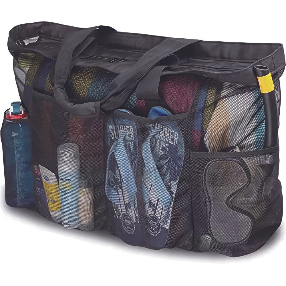 Planet Gates 1pcs 1pc Extra Large Mesh Beach Bag, Breathable Mesh Tote With Zipper & Side Pockets, Portable Large Capacity Finishing Organizer Bag