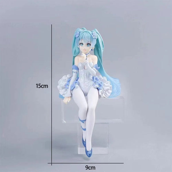 Planet Gates 1pcs 2 14cm New Anime Hatsune Miku  Virtual Singer Manga Sitting posture Model Toys computer desk cake  decoration cute toys free ship