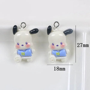 Planet Gates 1pcs 2 Sanrio Resin Anime Pendant Cute Kuromis Melodys Pochaccos Bright Face Zipper Buckle Pendants DIY Accessories Children's Toy Gift