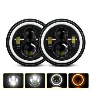 Planet Gates 1PCs 2pcs Universal 7 Inch Led Car Motorcycle Headlight DRL H4 Headlamp For Harley BMW Yamha Honda 7" Headlight