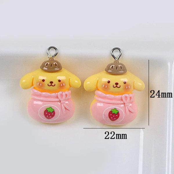 Planet Gates 1pcs 4 Sanrio Resin Anime Pendant Cute Kuromis Melodys Pochaccos Bright Face Zipper Buckle Pendants DIY Accessories Children's Toy Gift