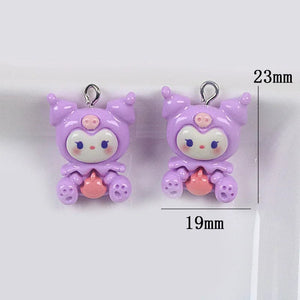Planet Gates 1pcs 5 Sanrio Resin Anime Pendant Cute Kuromis Melodys Pochaccos Bright Face Zipper Buckle Pendants DIY Accessories Children's Toy Gift