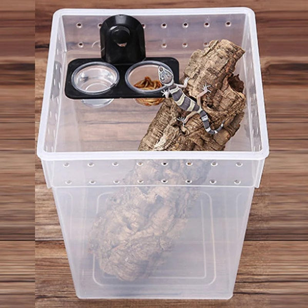 Planet Gates 1pcs ABS Reptile Tank Food Water Feeding Bowl Insect Spider Ants Nest Snake Gecko Terrarium Breeding Feeders Box Pets Supplies