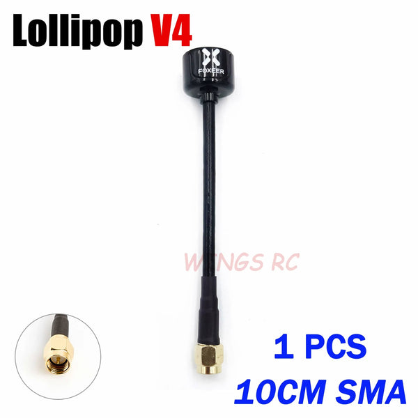 Planet Gates 1pcs BALCK SMA 10CM Foxeer Antenna Lollipop 4 V4 FPV Antenna 5.8G 2.6Dbi Stubby RHCP SMA RPSMA UFL Straight/Angle MMCX 7.2g For FPV RC Racing Drone