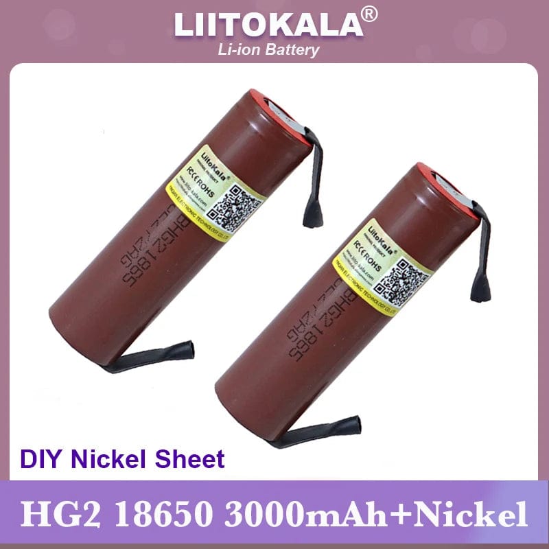 Planet Gates 1PCS Battery Liitokala 100% New HG2 18650 3000mAh Rechargeable battery 18650HG2 3.6V discharge 20A Power batteries + DIY Nickel