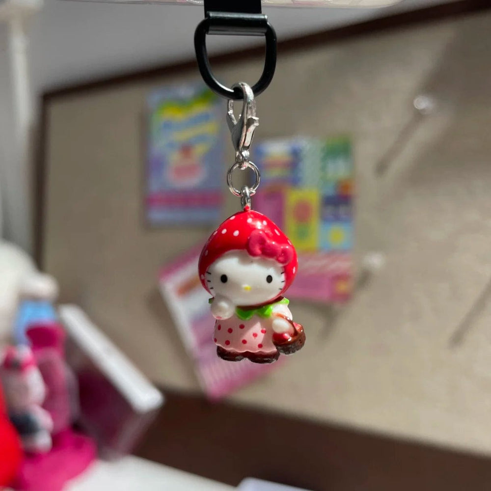 Planet Gates 1pcs / CHINA / as shown Sanrio Cute Strawberry Hello Kitty Doll Keychain Kawaii Angel Mobile Phone Pendant Children's Bag Accessories Toy Pendant Gift