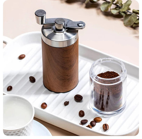 Planet Gates 1PCs Coffee Bean Grinder Portable Wood Grain Stainless Steel Crank Hand Hand Coffee Grinder Kitchen Tool Grinder