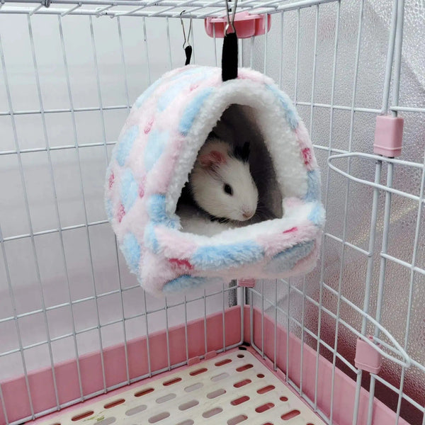 Planet Gates 1PCS Coral Fleece Dot Printing Small Foam Pet House Hanging Hamster Bed With Zip For Small Animals Squirrel Parrot Cotton Nest