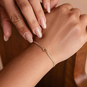 Planet Gates 1pcs-gold bracelet Love Knot Couple Bracelets 14K Real Gold Plated Stainless Steel Bracelets for Women Adjustable Gifts for Couples Dainty Fashion