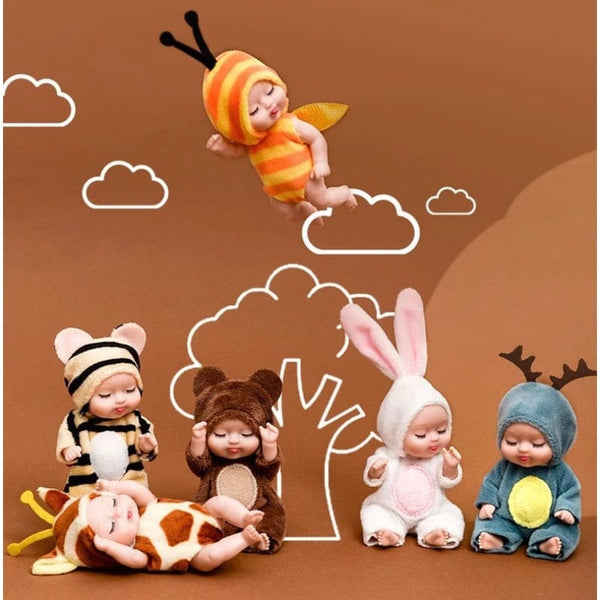 Planet Gates 1pcs Kawaii 12cm Simulation Rebirth Dolls Toy Mini Cute Sleeping Baby Series Doll Cartoon Animal Toy for Kids Birthday Gift