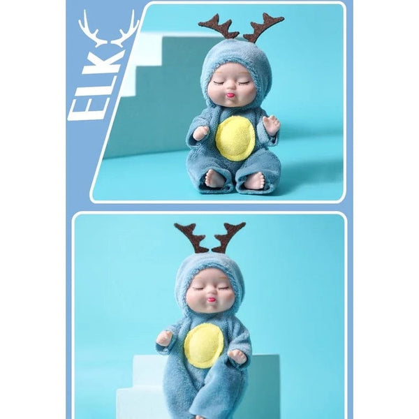 Planet Gates 1pcs Kawaii 12cm Simulation Rebirth Dolls Toy Mini Cute Sleeping Baby Series Doll Cartoon Animal Toy for Kids Birthday Gift