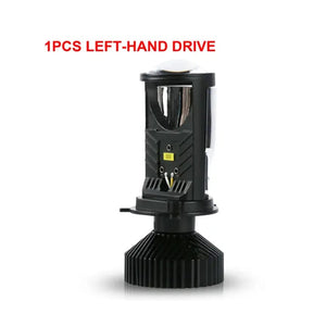 Planet Gates 1pcs Left hand Y6D H4 LED Projector Headlight Bulbs Bi LED Lens Projector with Fan H4 Mini Projector Lens Headlight Automobile Hi Lo Beam Bulb
