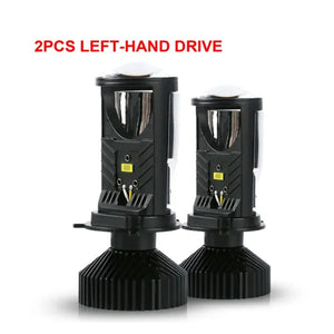 Planet Gates 1pcs Left hand Y6D H4 LED Projector Headlight Bulbs Bi LED Lens Projector with Fan H4 Mini Projector Lens Headlight Automobile Hi Lo Beam Bulb