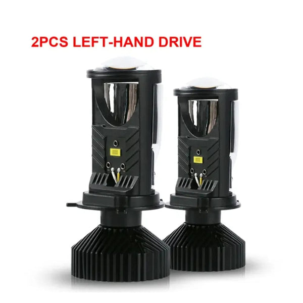 Planet Gates 1pcs Left hand Y6D H4 LED Projector Headlight Bulbs Bi LED Lens Projector with Fan H4 Mini Projector Lens Headlight Automobile Hi Lo Beam Bulb