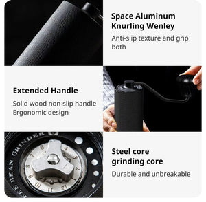 Planet Gates 1PCs Manual Coffee Grinder CNC Stainless Steel Professional Double Bearing Adjustable Hand Burr Coffee Bean Grinding