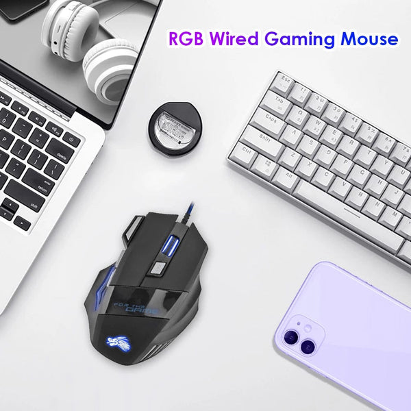 Planet Gates 1PCS Mouse / CHINA Wired Gaming Mouse 7-Color Backlight 5500 DPI Adjustable Black Wired Optical Computer Gaming Mice for PC Gamer Computer Desktop