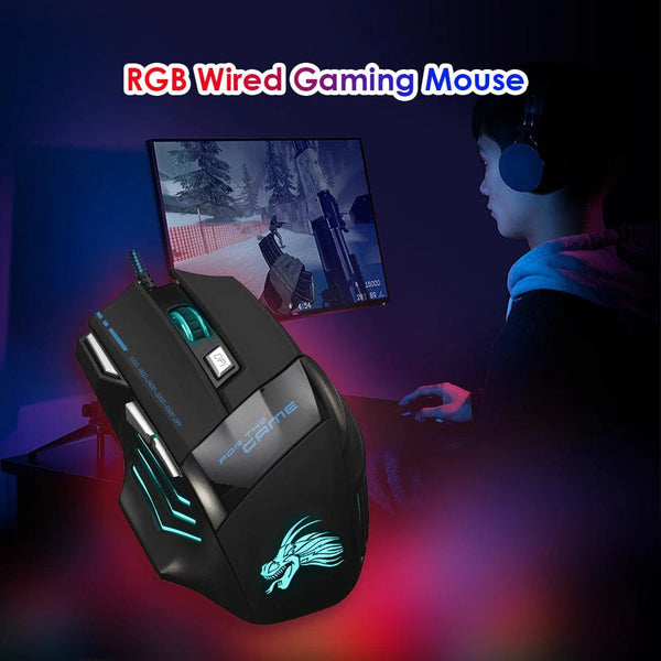 Planet Gates 1PCS Mouse / CHINA Wired Gaming Mouse 7-Color Backlight 5500 DPI Adjustable Black Wired Optical Computer Gaming Mice for PC Gamer Computer Desktop